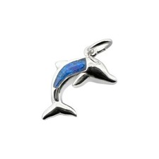 925 Silver Dolphin Charm Blue