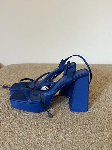 Zara blue satin platform - blue,