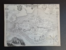 Antique 1848 map - Isle of Wight - Carisbrooke Castle - Thomas Moule
