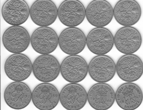 Old lucky sixpence 6d - sixpence,