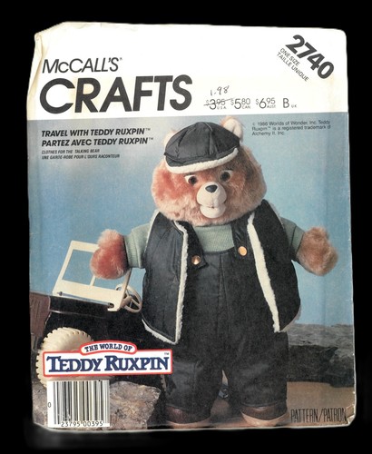 Mccalls 2740 teddy ruxpin - mccalls,