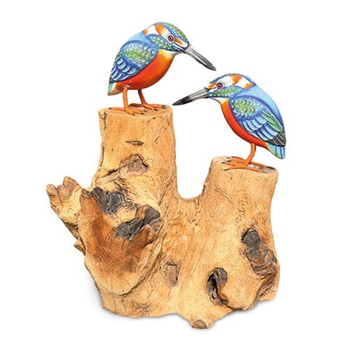 Kingfisher pair wooden - pair,