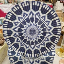 Williams Sonoma Ikat Schumacher 6x Stoneware Dinner Plate 27cm Blue & White 