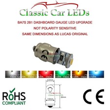 1 x LUCAS STYLE BA7S 281 MCC LED DASHBOARD WARNING SWITCH BULB GLOBE BLB281