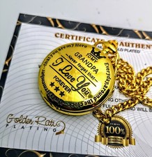 24ct Gold Plated Mechanical Quartz Hunter Pocket Watch Grandpa Birthday Gft 24K