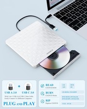 ORIGBELIE External CD DVD Drive for Laptop, USB 3.0 Type-C Ultra Slim 13mm DVD P