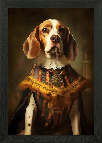 Beagle baroque framed wall art - baroque,