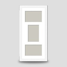 WHITE TRIPLE PHOTO FRAME with THREE 5x3.5 ICE WHITE PICTURE MOUNT MULTI APERTURE