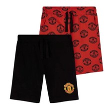 Manchester United F.C. Mens Nightwear Cotton Shorts 2 Pack In Red and Black