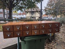 Antique Oak Index Drawers by Libraco of London 14 Haberdashery Drawers Vintage