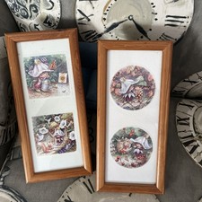 Vintage Victoria Plum Framed Picture  X 2