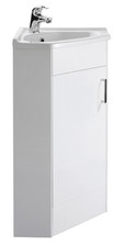 Corner Vanity Unit with Ceramic Basin Free Standing Gloss White from Balterley