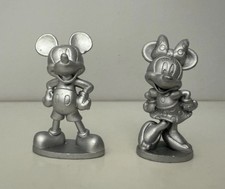 Disney Original Mickey & Minnie Mouse Silver Plastic Figures Rare Design Figures