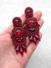 Handcrafted maroon soutache - maroon,