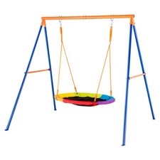 Uimoso Swing Sets for Backyard 40in Saucer Swing Seat A-Frame Metal Stand 440lbs