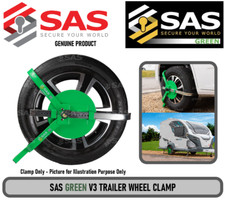 SAS Green V3 Wheelclamp Suitable for Caravans, Motorhomes, Trailer Cars and More