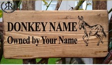 Customisable Donkey Horse Stable Door Name Plate - Rustic Wooden Box LG