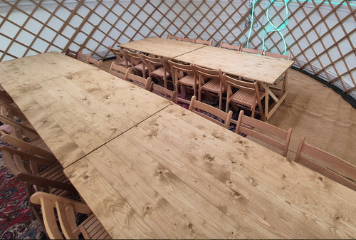 Wooden table and chair - ,
