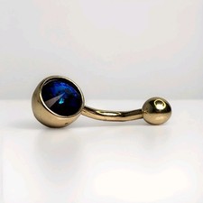 9ct Yellow Gold Belly Bar Blue