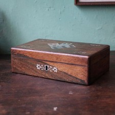 Antique Rosewood Card Box With