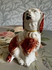 c1820 Antique Staffordshire Pottery SMALL Wally Dog Fireside Mantle RESTORATION
