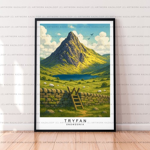 Tryfan art illustration print - tryfan,