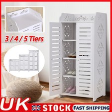 5 Tier Wooden Shoe Rack Storage Shelf Unit Cabinet Organiser Footwear Stand UK
