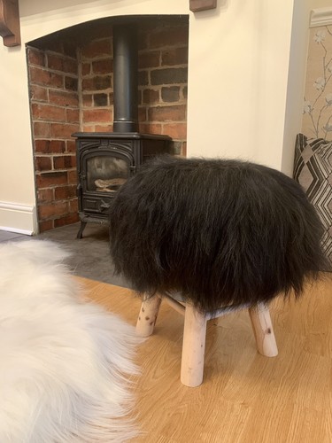 Icelandic sheepskin footstool - icelandic,