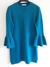 WoolOvers Womens Alpaca Wool Blend Jumper Sweater Mini Dress. Medium. Teal Blue.