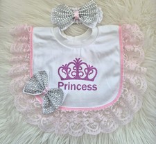 Romany Baby Girls Bib And Headband Set 0-12 Months Princess Crown