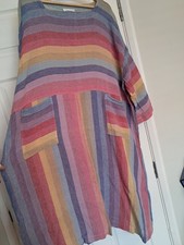 Sahara Dress Rainbow Striped Colourful Size XL Oversized Relaxed Patch Pockets