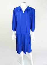 Vintage Dress | 1970s Berketex Cobalt Blue 20s Style Dress Size 12 flapper dress