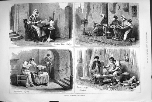 Old antique print 1879 flemish - antique,