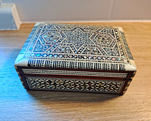 Wooden geometric inlay trinket - geometric,