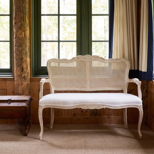 French cane loveseat - french,