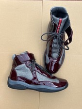 prada mens Hi Top Fits UK 8 America’s Cup Cherry ? Patent Burgundy