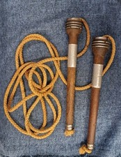 Vintage Antique Skiping Rope Wooden Handles with Metal Trim 215cm Long VGC Retro