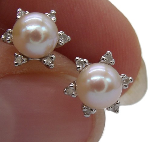 9ct white gold stud - , earrings