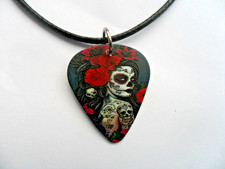 Unusual  Sugar Skull Day Of Dead Dia De Los Muertes Guitar Pick Cord Necklace