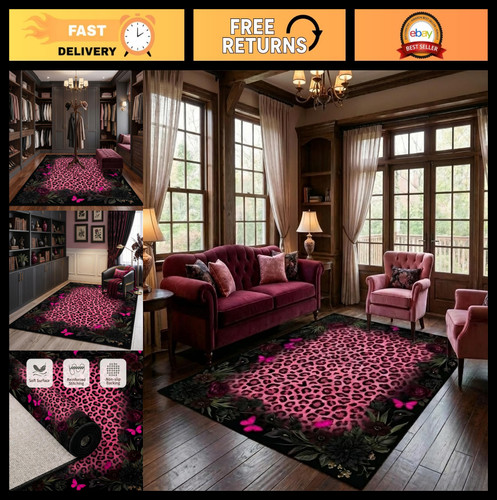 Hot pink leopard print - print, rug