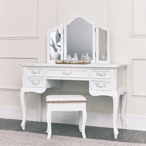 Antique white wooden dressing - white,