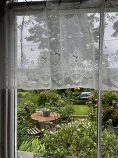 Jessie Vintage lace cafe curtain 19”scalloped lace window valance brise b