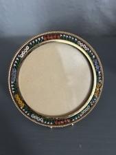 Vintage Antique Micro Mosaic Round Photo Frame In Brass