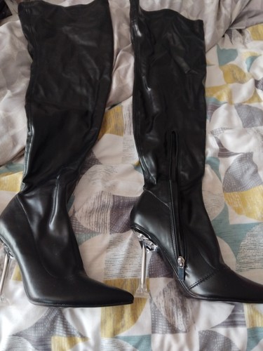 Black zip thigh high - black, stiletto