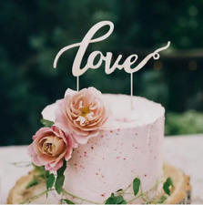 Love Cake Topper Rustic Wedding Cake Decorations, Engagement Wooden Decor