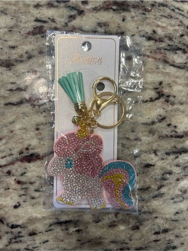 Pink sparkle unicorn keychain - unicorn,