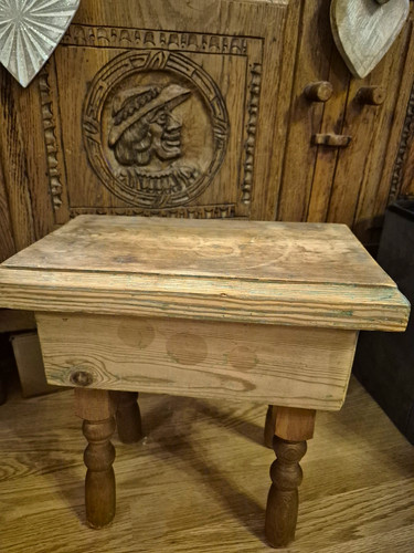 Rustic solid wood stool brown - solid,