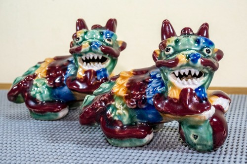 Pair vintage chinese - vintage, glazed