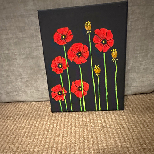 Hand painted red - painted, flowers
