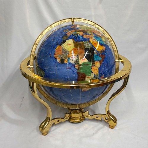 Large world globe blue - blue, inlaid